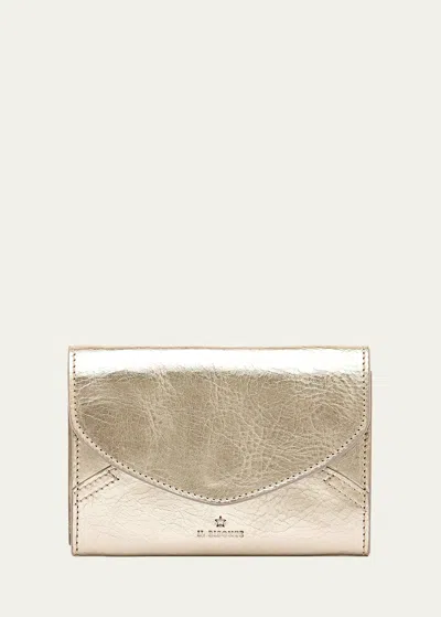 Il Bisonte Esperia Medium Metallic Leather Wallet In Platino