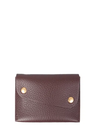 Il Bisonte European Leather Card Holder In Burgundy