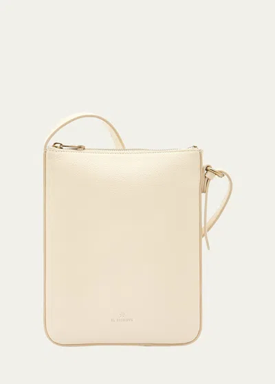 Il Bisonte Flat Vachetta Leather Crossbody Bag In White