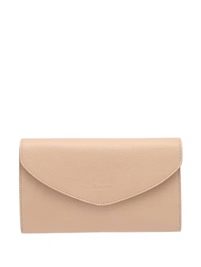 Il Bisonte Foldover Leather Clutch Bag In Neutral