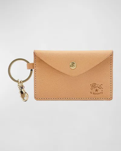 Il Bisonte Keyring Leather Card Holder In Yellow
