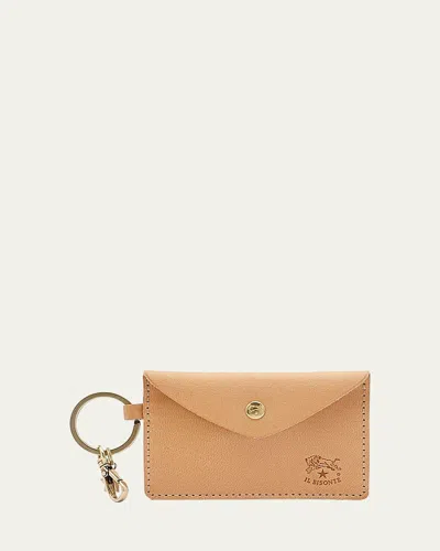 Il Bisonte Keyring Leather Card Holder In Natural