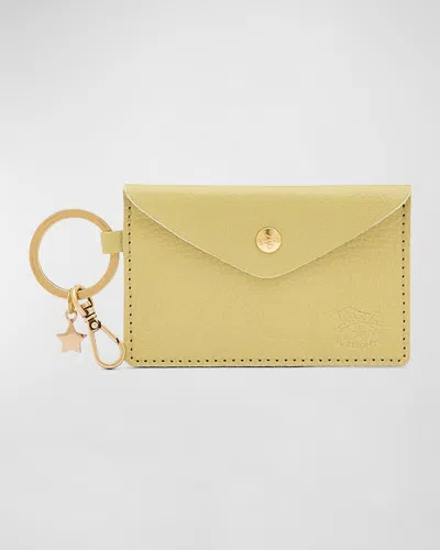 Il Bisonte Keyring Leather Card Holder In Pistacchio