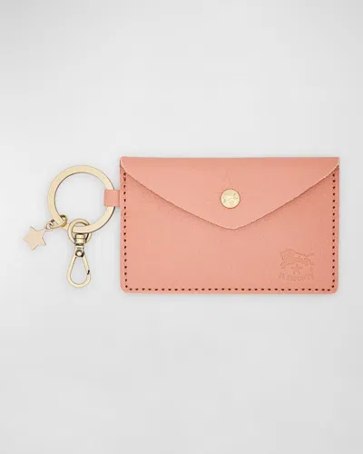 Il Bisonte Keyring Leather Card Holder In Pompelmo