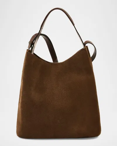 Il Bisonte Le Laudi Suede Bucket Crossbody Bag In Brown