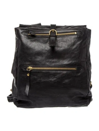 Pre-owned Il Bisonte Leather Backpack In Black