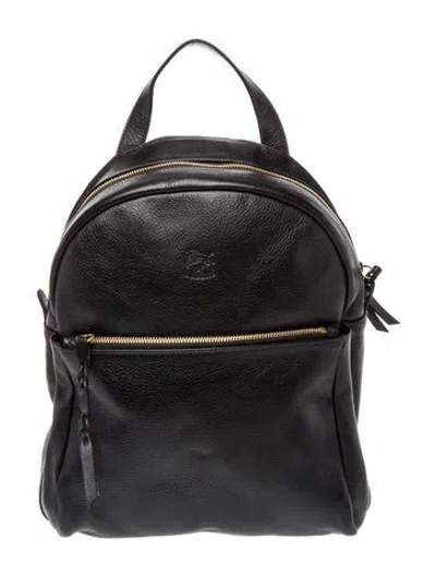 Pre-owned Il Bisonte Leather Backpack In Black