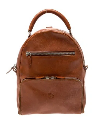 Pre-owned Il Bisonte Leather Backpack In Brown