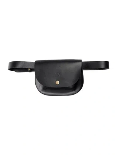 Pre-owned Il Bisonte Leather Belt Bag In Black