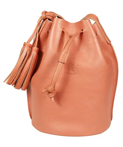 Il Bisonte Leather Bucket Bag In Pink