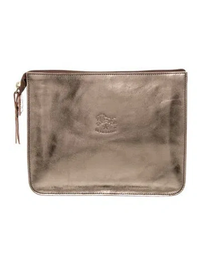 Pre-owned Il Bisonte Leather Clutch In Neutral