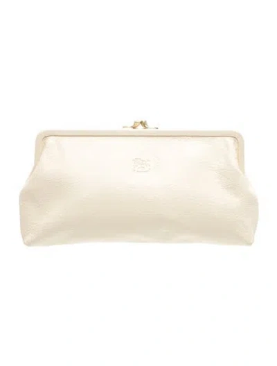 Pre-owned Il Bisonte Leather Clutch In Neutrals