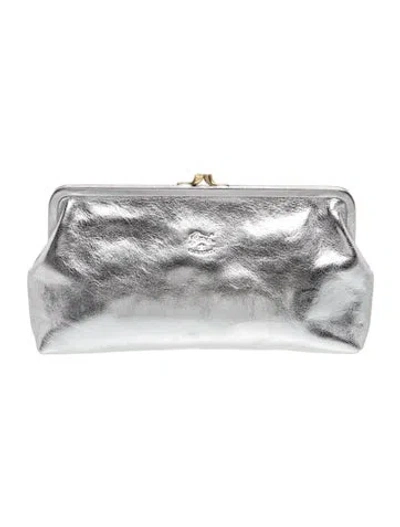 Pre-owned Il Bisonte Leather Clutch In Silver