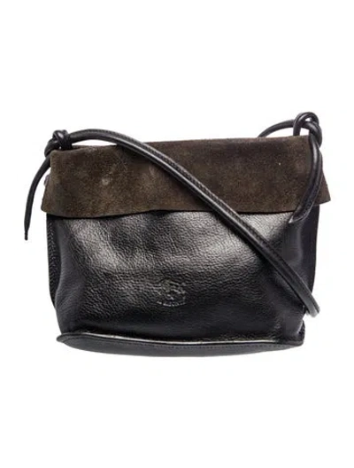 Pre-owned Il Bisonte Leather Crossbody Bag In Black