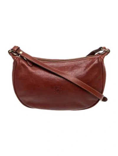 Pre-owned Il Bisonte Leather Crossbody Bag In Burgundy