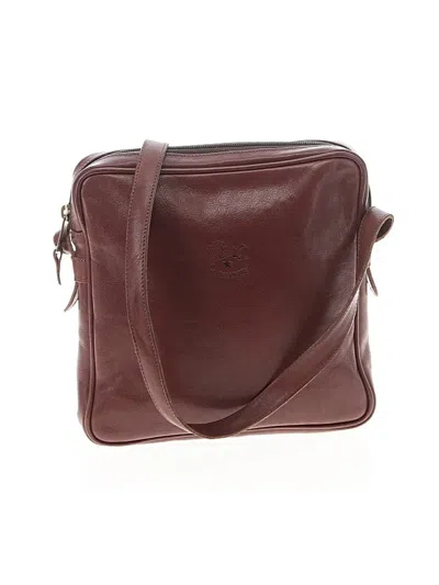 Pre-owned Il Bisonte Leather Crossbody Bag In Burgundy