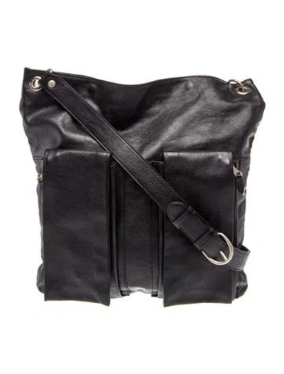 Pre-owned Il Bisonte Leather Messenger Bag Vintage In Black