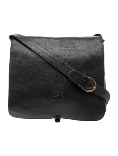 Pre-owned Il Bisonte Leather Shoulder Bag In Black
