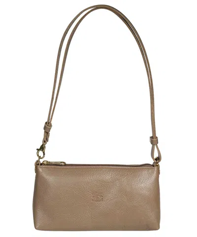 Il Bisonte Leather Shoulder Bag In Gray