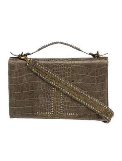 Pre-owned Il Bisonte Leather Shoulder Bag In Gray