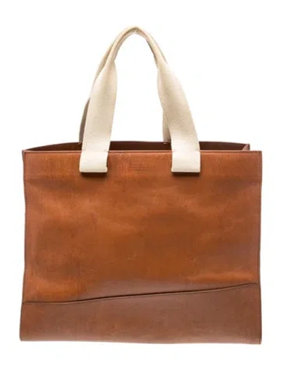 Pre-owned Il Bisonte Leather Top Handle Bag In Brown