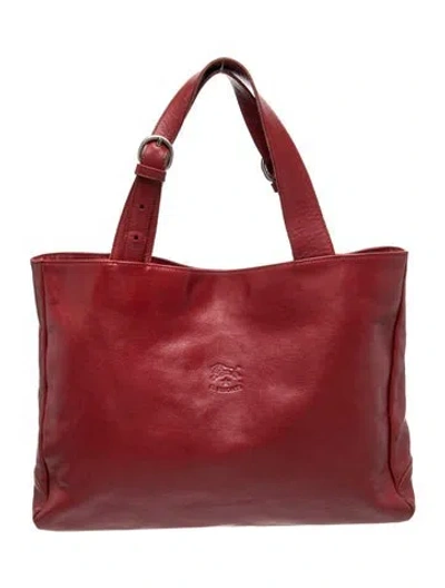 Pre-owned Il Bisonte Leather Top Handle Bag In Red