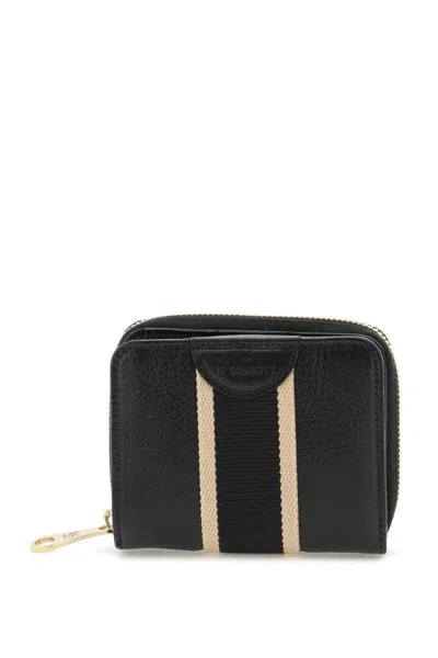 Il Bisonte Leather Wallet With Ribbon In Nero