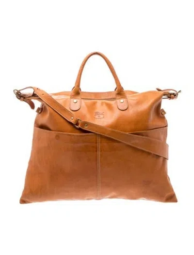 Pre-owned Il Bisonte Leather Weekender Bag In Brown