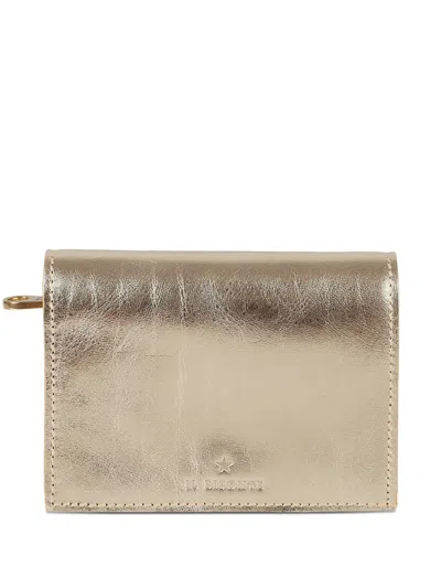 Il Bisonte Logo Zip Wallet In Gold