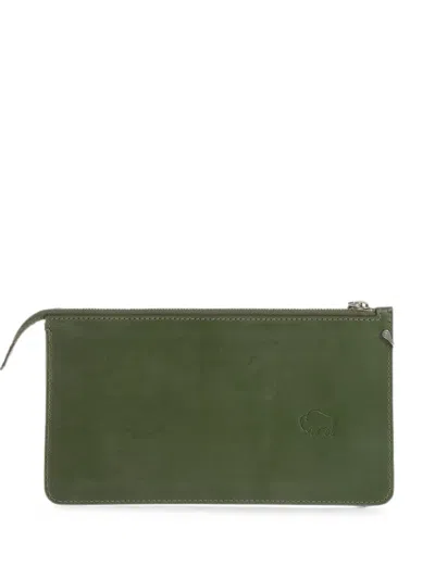 Il Bisonte Logo-debossed Leather Cardholder In Green