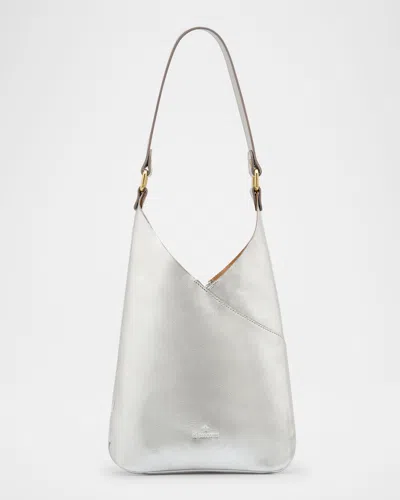 Il Bisonte Malibu Leather Shoulder Bag In Silver