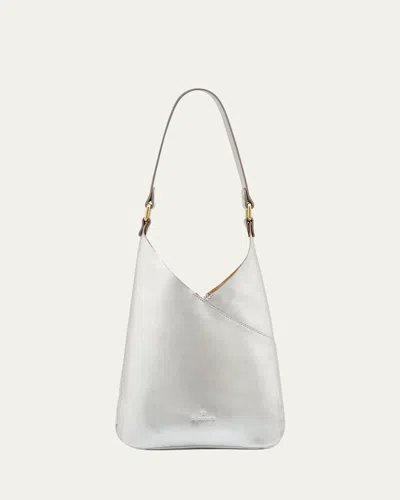 Il Bisonte Malibu Leather Shoulder Bag In Silver