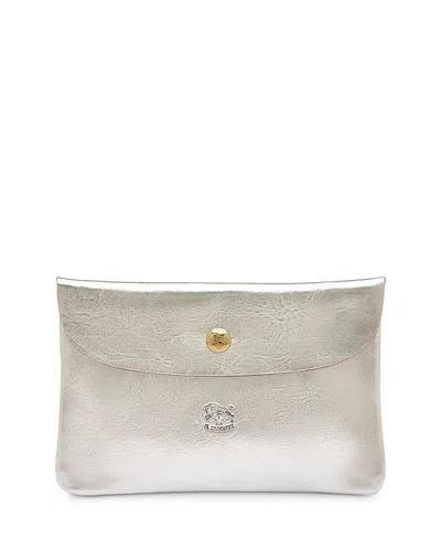Il Bisonte Manuela Leather Coin Purse In Silver