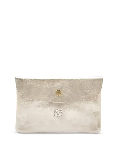 Il Bisonte Manuela Leather Coin Purse In Silver