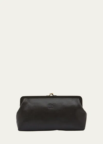Il Bisonte Manuela Vegetable-tanned Leather Clutch Bag In Black