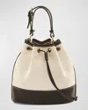Il Bisonte Marini Drawstring Canvas Bucket Bag In Natural / Black