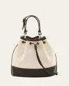 Il Bisonte Marini Drawstring Canvas Bucket Bag In Natural / Black