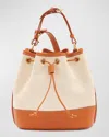 Il Bisonte Marini Drawstring Canvas Bucket Bag In Natural / Caramel