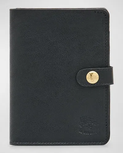 Il Bisonte Medium Flap Leather Wallet In Black