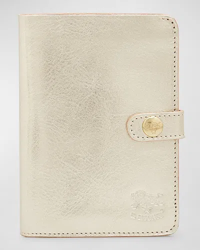 Il Bisonte Medium Flap Leather Wallet In Platino