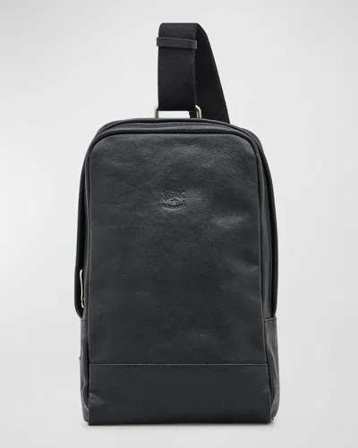 Il Bisonte Men's Cestello Leather Sling Backpack In Black