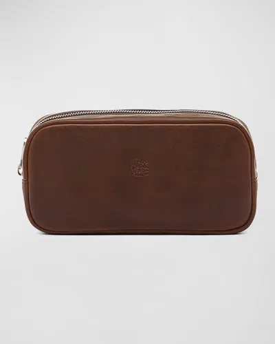 Il Bisonte Men's Cestello Leather Toiletry Bag In Brown