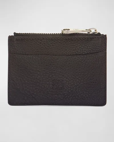 Il Bisonte Men's Cestello Leather Zip Card Case In Black