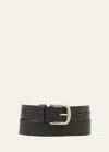 Il Bisonte Men's Classic Cowhide Leather Belt In Dark Brown