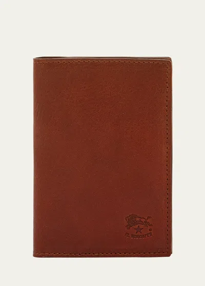 Il Bisonte Men's Galileo Leather Card Case In Cognac
