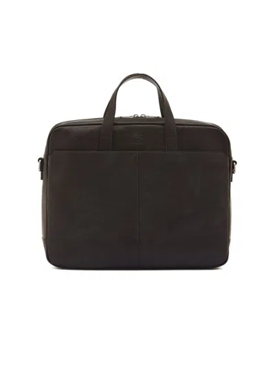 Il Bisonte Men's Galileo Vegetable-tanned Leather Briefcase In Black