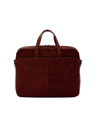 Il Bisonte Men's Galileo Vegetable-tanned Leather Briefcase In Caffe