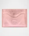 Il Bisonte Men's Leather Card Case In Metallic Pink