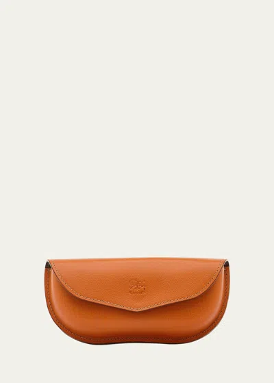 Il Bisonte Men's Leather Eyeglass Case In Orange