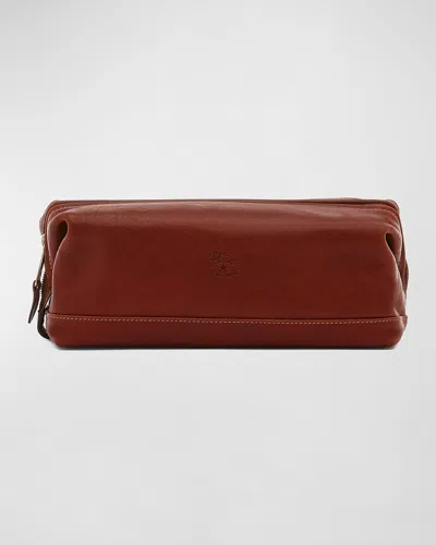 Il Bisonte Men's Leather Travel Toiletry Case In Vintage Cognac